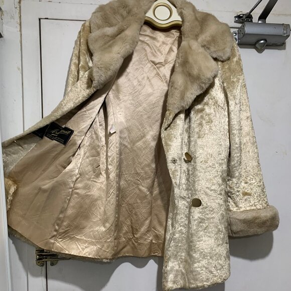 VINTAGE ARISTOCRAT FAUX & REAL FUR DOUBLE BREAST COATS SIZE S - Picture 5 of 13